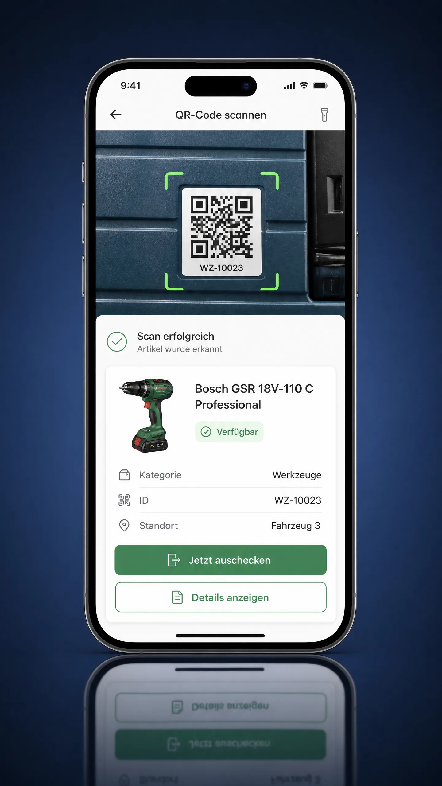 inventarDIGITAL QR-Code Scanner auf dem Smartphone